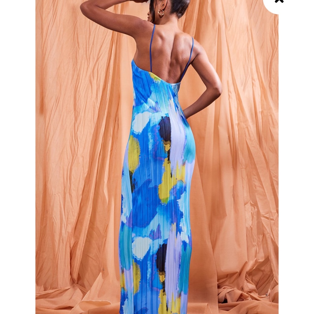 Plisse Blue Abstract Dress